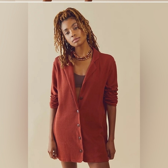 Free People Pants - Free people lizzie romper/ cardi set  NWT Rust color